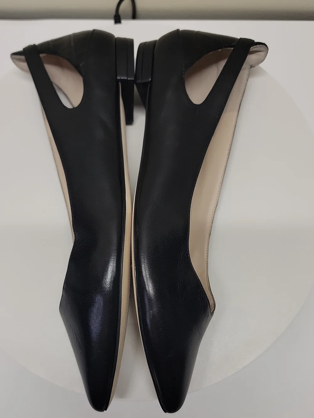 Cole Haan Vintage Black Pointed Toe Leather Flats Sz 9